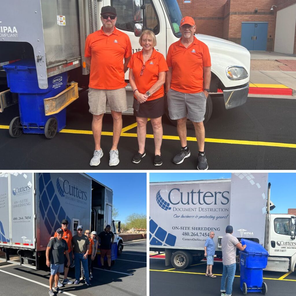 Community members at Shred-A-Thon using mobile shred truck