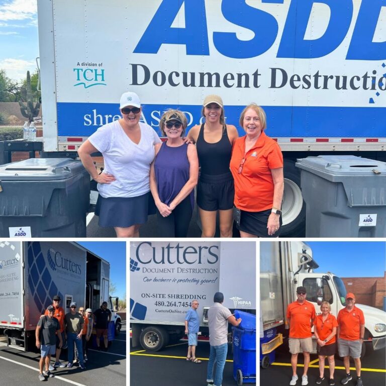 Community members at Shred-A-Thon using mobile shred truck