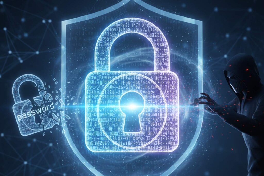 Digital padlock symbolizing strong password protection