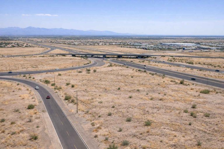 Highway access and open land near Eloy Arizona representing future connectivity