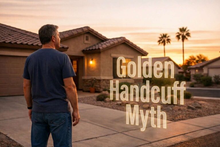 Phoenix suburban homeowner standing outside single-family home at sunset