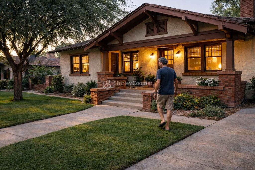 Restored historic Phoenix home exterior with original architectural details