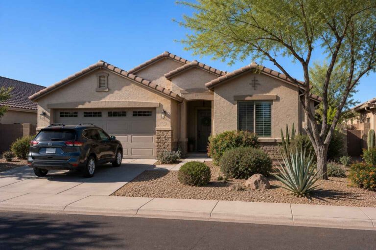 Phoenix-area rental home with maintained landscaping and visible signs of long-term ownership.