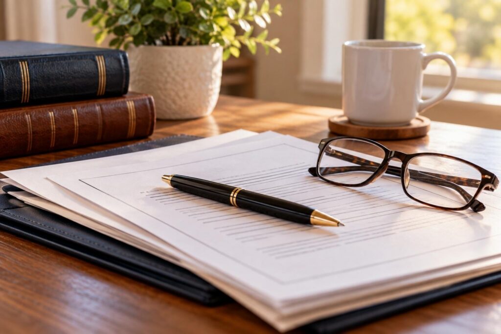 Will and trust documents used to establish instructions for selling inherited property.